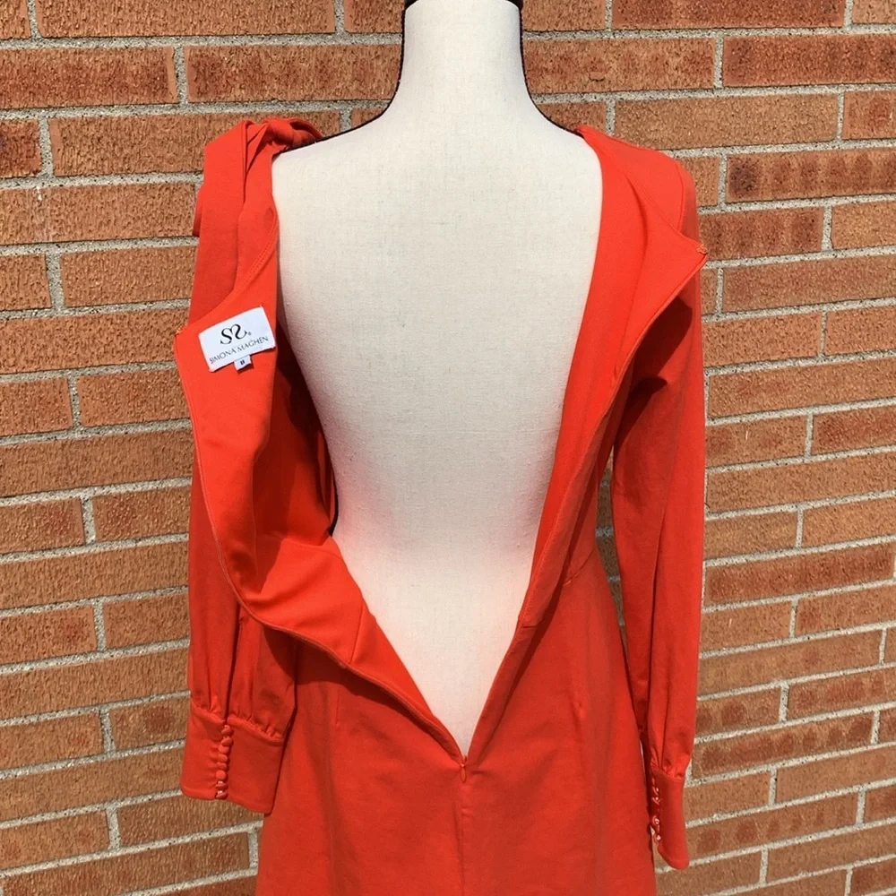 Simona Maghen Caprice Dress Long Sleeve Fit & Flare Single Cold Shoulder size 8 - Picture 9 of 15